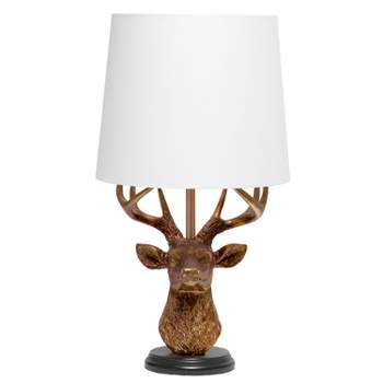 17.25" Woodland Tall Rustic Antler Deer Bedside Table Desk Lamp Copper - Simple Designs