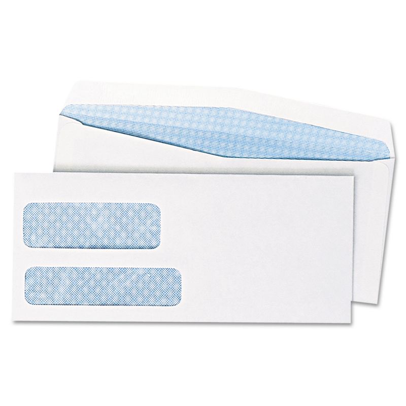 Quality Park Double Window Security Tinted Envelope #10 4 1/8 x 9 1/2 White 500/Box 24550, 1 of 3