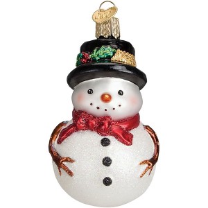 Old World Christmas Blown Glass Ornament for Christmas Tree, Red Bow Holly Hat Snowman (with OWC Gift Box) - 1 of 2