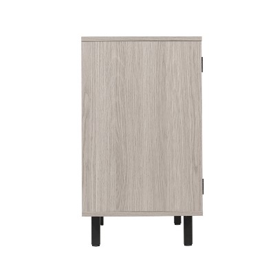 Gray Particleboard Bar Cabinet with Black Steel Legs