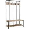 HomeRoots 71" Black And Brown Metal And Solid Wood Four Hooks Freestanding Coat Rack - 4 of 4