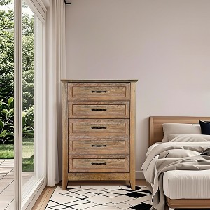 5 Drawers Dresser for Bedroom, Wood Rustic Tall Chset of Drawers, Farmhouse Dresser Chests with Storage Organizer - 1 of 4
