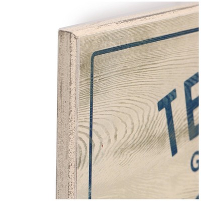 Texas Rangers Vintage Ticket Office Blue Text MDF Wood Sign