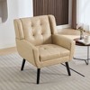 ATJafure Modern Soft Linen Material Ergonomics Accent Chair With Black Legs For Indoor Home Living Room Bedroom Home - 2 of 4