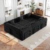 6-Seater Convertible Sofa Bed with Space-Saving Design, Modular Folding Floor Sofa with Side Storage Pockets, Chenille Fabric Sofa-Coolbibila - 3 of 4