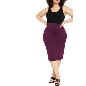 ELOQUII Women's Plus Size Neoprene Pencil Skirt - 1 of 4