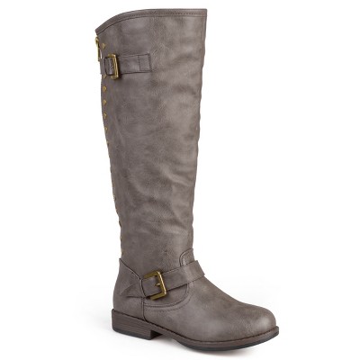 Journee Collection Womens Spokane Stacked Heel Riding Boots Taupe 7 ...