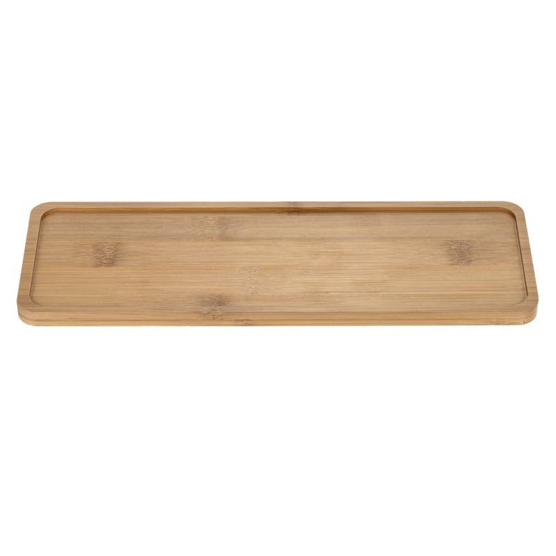 Unique Bargains Indoors Bamboo Rectangular Plant Pot Saucer Flower Drip Tray 28x9.5cm Wood Color 1Pc, 3 of 6