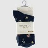 Goldtoe Signature Collection Women's 3pk Fresh Care Ditsy Floral Mid Crew Socks - Navy/Chambray/Denim 6-9 - 2 of 3