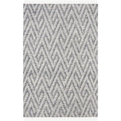 Handmade Black Wool Flat Woven Reversible Rug, 5x8 Feet