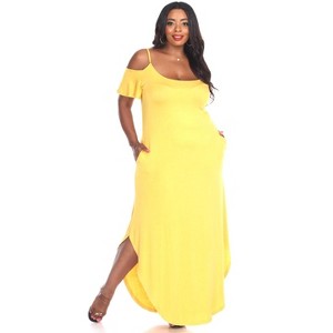 Women's Plus Size Cold Shoulder Lexi Maxi Dress with Pockets - White Mark - 1 of 3