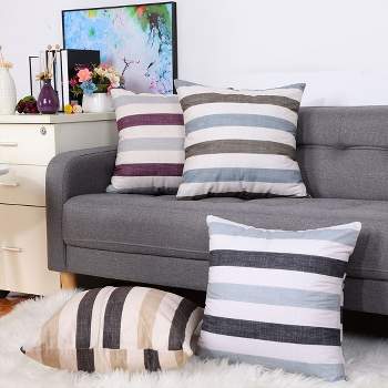 PiccoCasa 4 Pcs 18" x 18" Linen Home Sofa Decorative Pillow Cover Multicolored - PiccoCasa