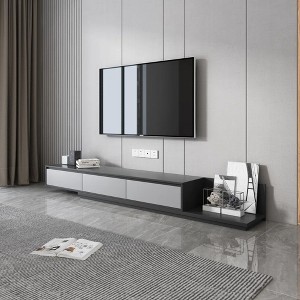 Gaoyangjiaju 78.7 in. extendable telescopic TV stand with three drawers and open shelves - 1 of 4