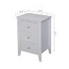 Angel Sar White Night Stand with Charging Station, Modern Nightstand with 3 Drawers - 2 of 4
