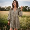 Anna-Kaci Women's Leopard Print Mini Dress with Long Lantern Sleeves for Casual Looks - 3 of 4