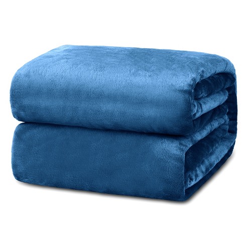 Lands' End Cozy Plush Fleece Throw Blanket, Size: Regular No Sz, Blue