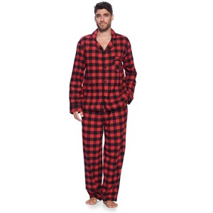 Ashford & Brooks Mens Flannel Plaid Pajamas Long Pj Set - 1 of 4