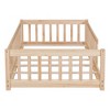 Twin Size Wood Floor Bed With Safety Guardrails Heavy Duty Noise Free Easy Assembly Bed Frame Bedroom Furniture For Children Girls Boys - 4 of 4