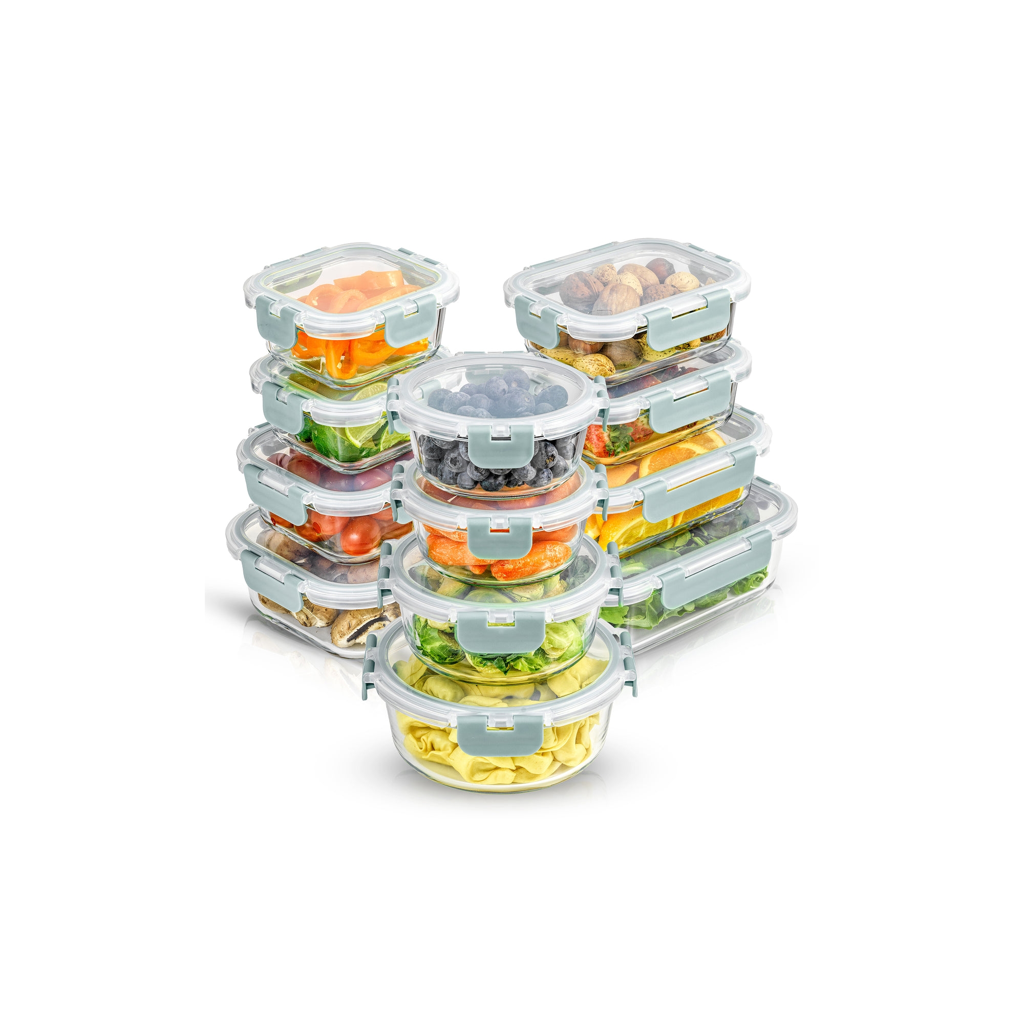 12 Glass Storage Containers (Powder Blue)