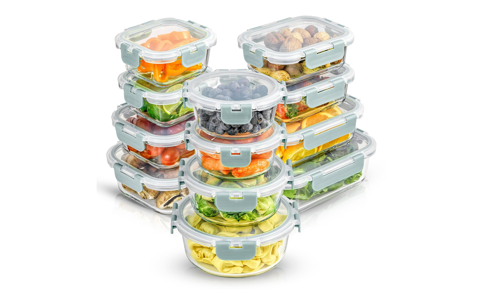 12 Glass Storage Containers (Powder Blue)