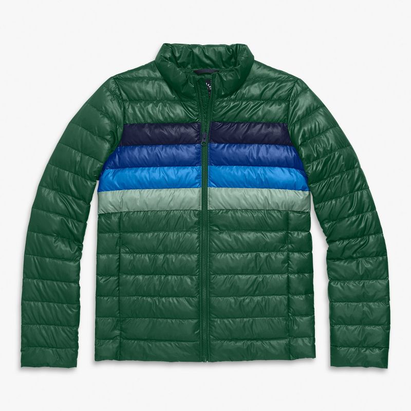 Primary Adult Puffer Jacket In Stripe (Women's Fit) in Evergreen Placed Stripe Size X Small