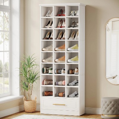 Hommoo 8-Tier Wooden Shoe Rack with 24 Cubbies