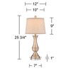 Regency Hill Becky Traditional Table Lamps Set of 2 with Round Risers 25 3/4" High Antique Brass Beige Drum Shade for Bedroom Living Room House Home - 4 of 4