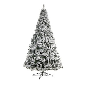 Nearly Natural 10-ft Flocked West Virginia Fir Artificial Christmas Tree with 1680 Bendable Branches - 1 of 4