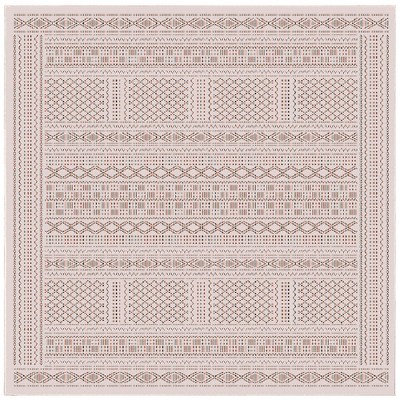 Ivory Stripe Easy-Care Synthetic Round Rug, 95" Washable