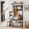 Garvee Hall Tree with Bench and Shoe Storage Parent-Child Coat Rack Shoe Bench Industrial Coat Tree Shoe Rack, Storage Cubbies, Hooks,Top Shelf - 2 of 4