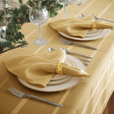 Ribbon Gold Stain Resistant Polyester Rectangular Tablecloth