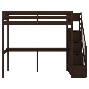 YOOCOZZ Twin Size Loft Bed with Built-in Desk and Storage Staircase - 1 of 4