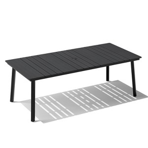 Crestlive Products Outdoor Dining Table for 4-6 People Patio Rectangle Table with Durable Wood-Like Tabletop and Umbrella Hole Black - 1 of 4
