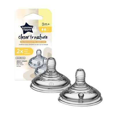 Image of Tommee Tippee Closer To Nature Medium Flow Baby Bottle Nipples - 2pk