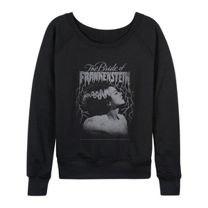 Women's - Universal - Tonal Bride Of Frankenstein Lightweight French Terry Wide Neck Long Sleeve Graphic Shirt - 1 of 4
