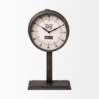 HomeRoots 16" Black Metal Table Clock