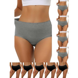 INSPIRE CHIC Women's Cotton Solid High-Rise Lace Trim Tummy Control Full Coverage Briefs 10 Packs - 1 of 4