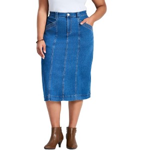 Avenue Women's Plus Size Taylah Denim Skirt - 1 of 4