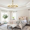 PAKOKULA 47.2 in. 12-Light Gold Wagon Wheel Semi-Flush Mount Ceiling Light with Double-Layer Glass Shades, E12 Base, Dimmable, UL Certified - 4 of 4