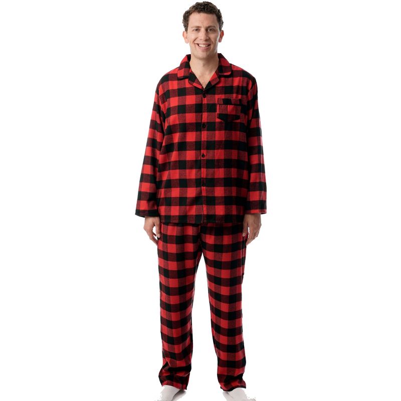 #followme Mens Plaid Button Front Flannel Pajamas Set / Winter Pajamas, 1 of 3