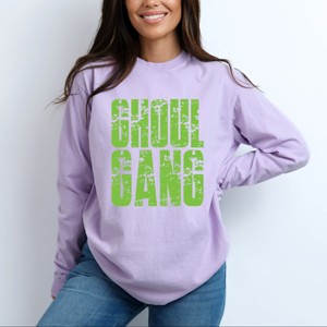 Ghoul Gang Block Distressed - Women's Garment Dyed Long Sleeve Graphic T-Shirt - 1 of 3
