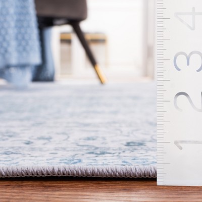 Green and Grey Rectangular Machine Washable Area Rug