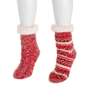MUK LUKS Women's Chenille Eyelash Mix Cabin Sock (2 Pair Pack) - 1 of 3