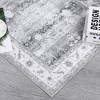 Persian Area Rug Floral Distressed Carpet Machine Washable Area Rug, 2' x 8' Gray - 3 of 4