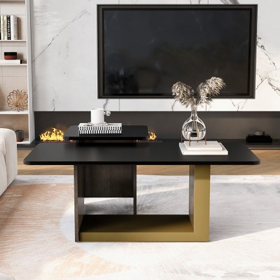 ACEPANO Set of 2 Modern Small Square Coffee End Table with Spacious Top-Black