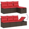 vidaXL 7 Piece Patio Sofa Set with Cushions Brown Poly Rattan - 3 of 4