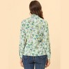 Allegra K Women's Floral Button Up Ruffle Stand Collar Long Sleeve Shirt - 4 of 4