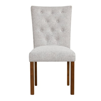 Neutral Textured Upholstered Parsons Dining Chairs with Wood Legs, Set of 2