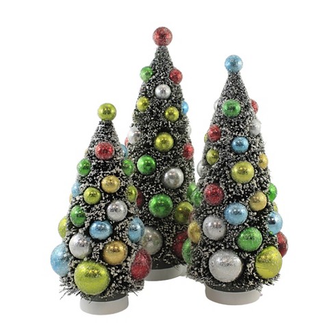 Northlight Set Of 2 Frosted Mini Bottle Brush Pine Christmas Village Trees  4 : Target