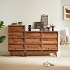 HDZNVF 6 Drawer Double Dresser Features Vintage Style And Bevel Design Brown - 4 of 4